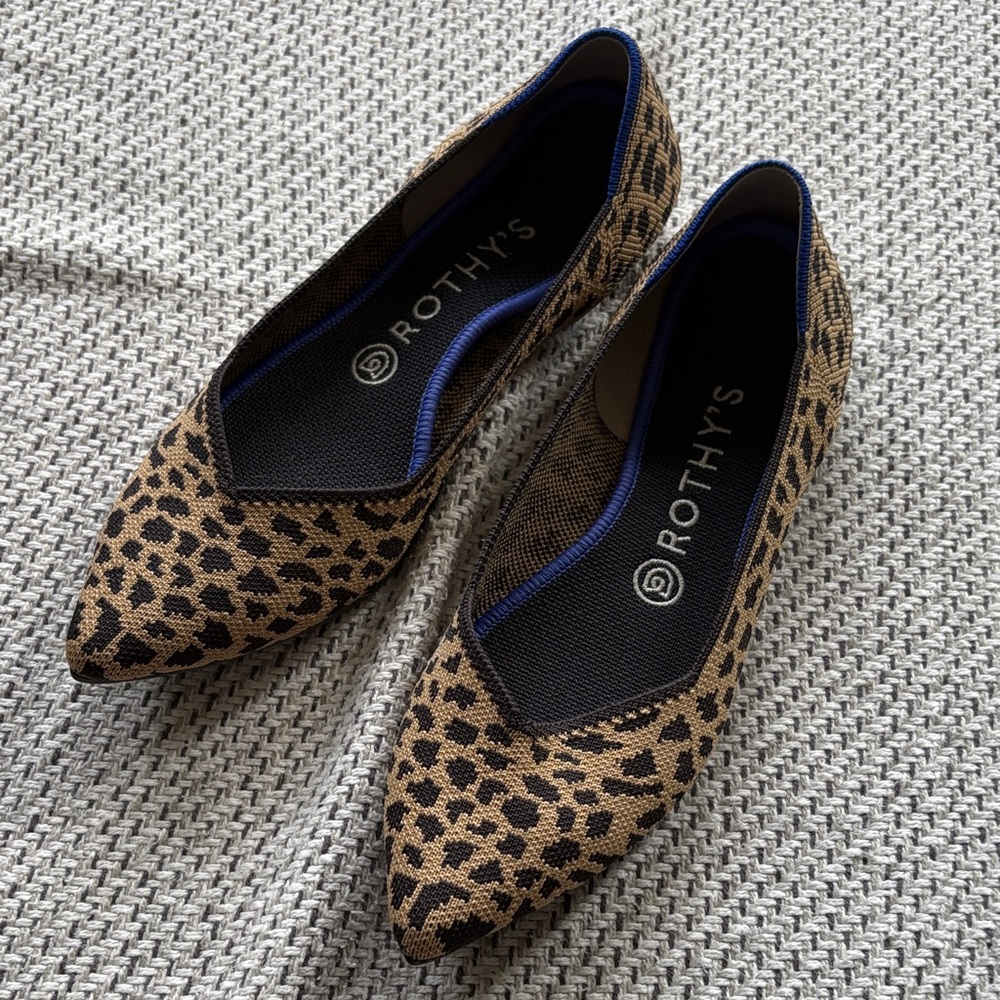 Rothy’s Pointed Leopard Print Flats 8.5